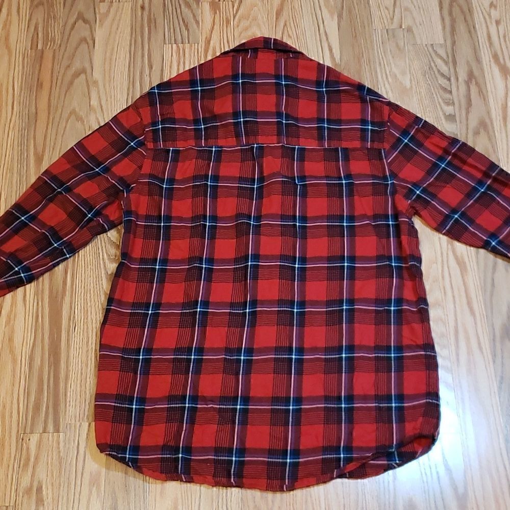 Red Plaid Flannel Shirt, Divided - Picture 4 of 4